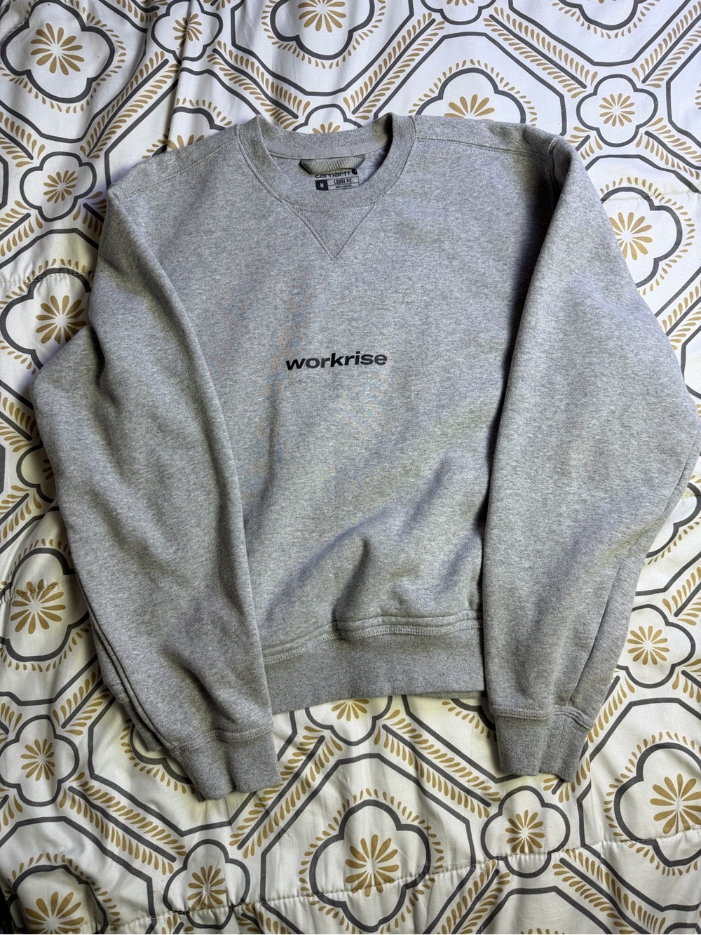 Carhartt Loose Fit Crewneck Sweatshirt Gray Workrise Logo Size Medium